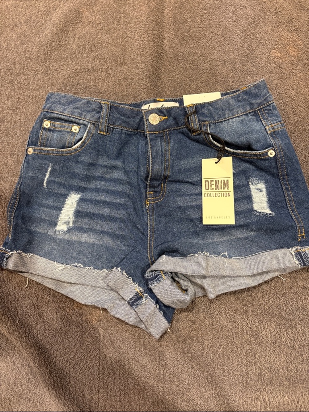 Forever 21 Distressed Rolled-Hem Denim Shorts - Blue